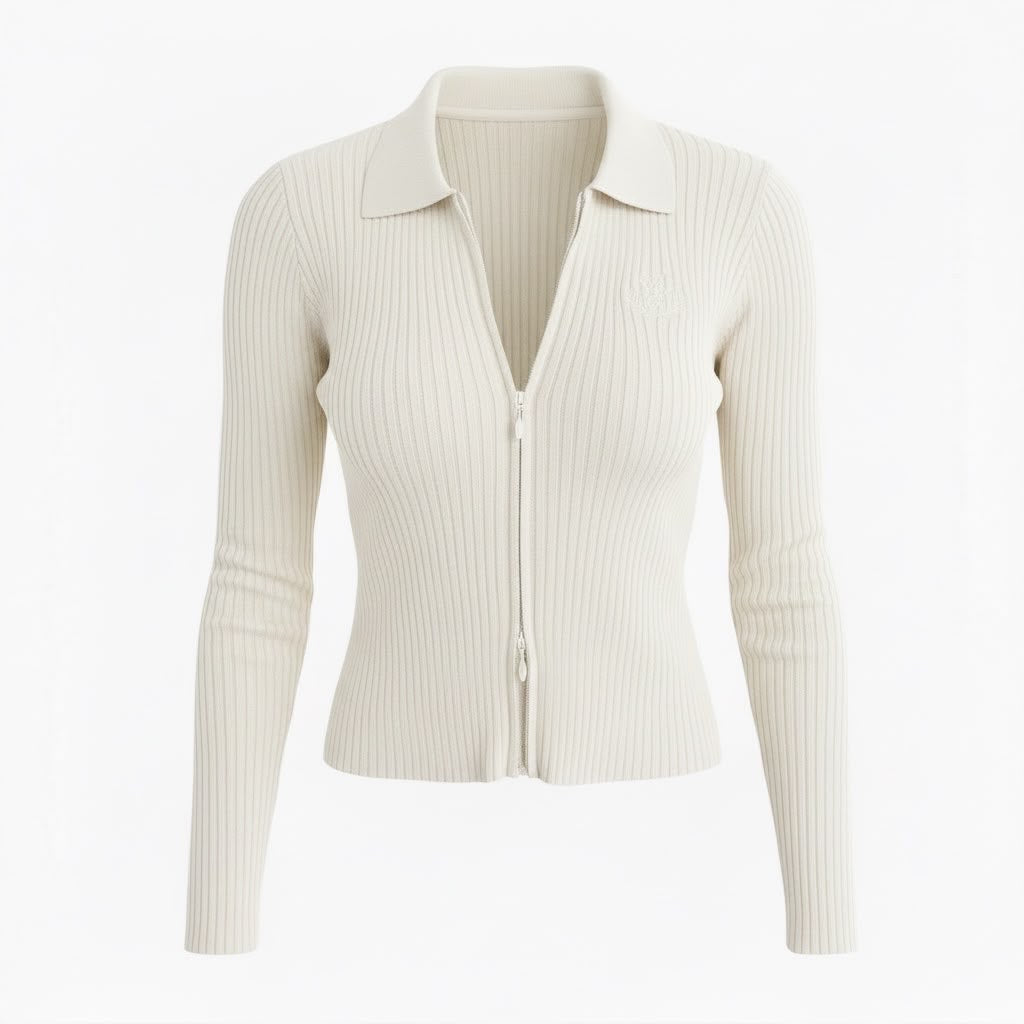Elaine Cotton &amp; Cashmere Zip Cardigan