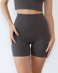 Julia soft sculpting shorts in brown and grey - seamless workout wear